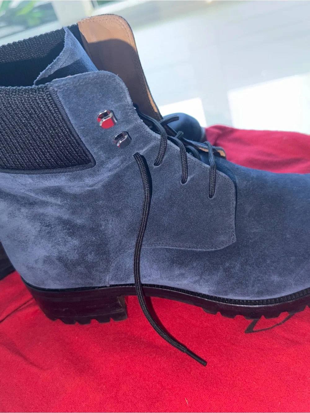 Christian Louboutin Men's Blue Suede Chukka Boots